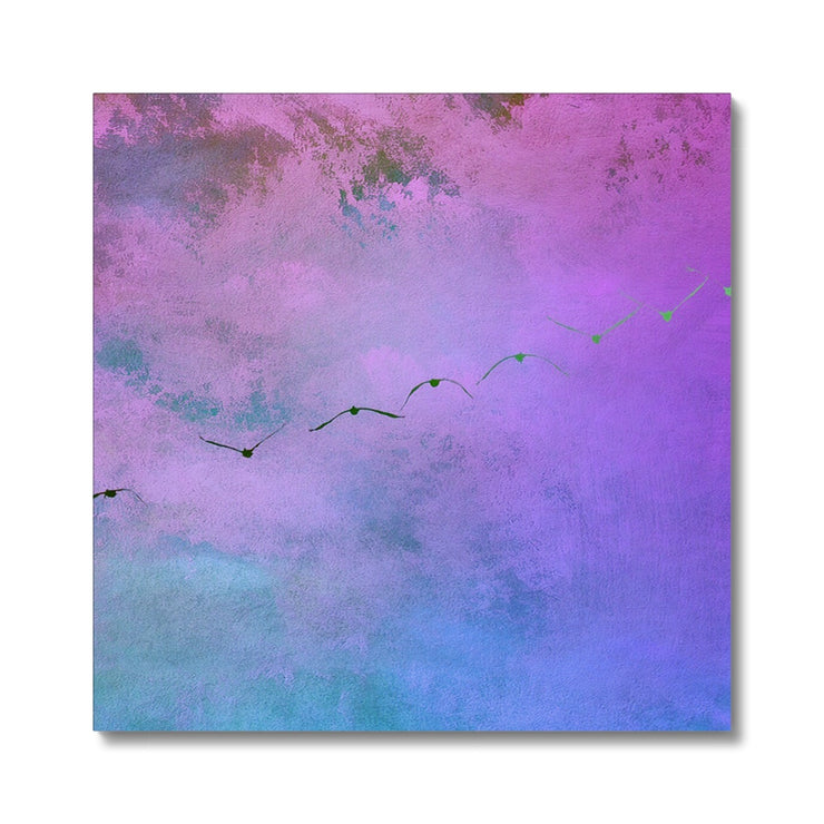 Pelicans in Flight A4 Canvas